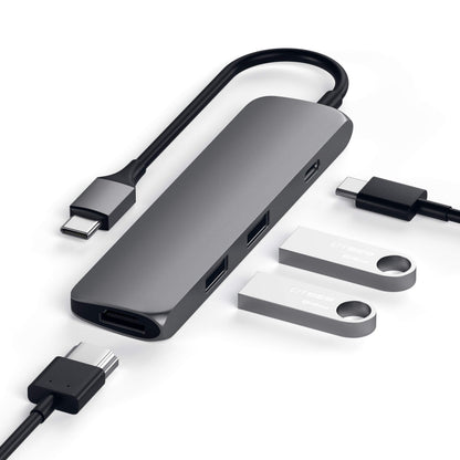 Satechi USB C Hub Multiport Adapter, USB C Docking Station with 4K HDMI, 60W USB C PD Charging, 2 USB-A, for MacBook Pro/Air M1 M2 M3, Dell, HP, Surface, Lenovo - Space Gray