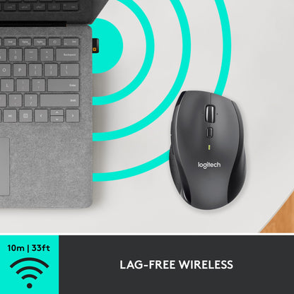 Logitech M720 Triathlon Multi-Device Wireless Mouse, Bluetooth, USB Unifying Receiver, 1000 DPI, 6 Programmable Buttons, 2-Year Battery, Compatible with Laptop, PC, Mac, iPadOS - Black
