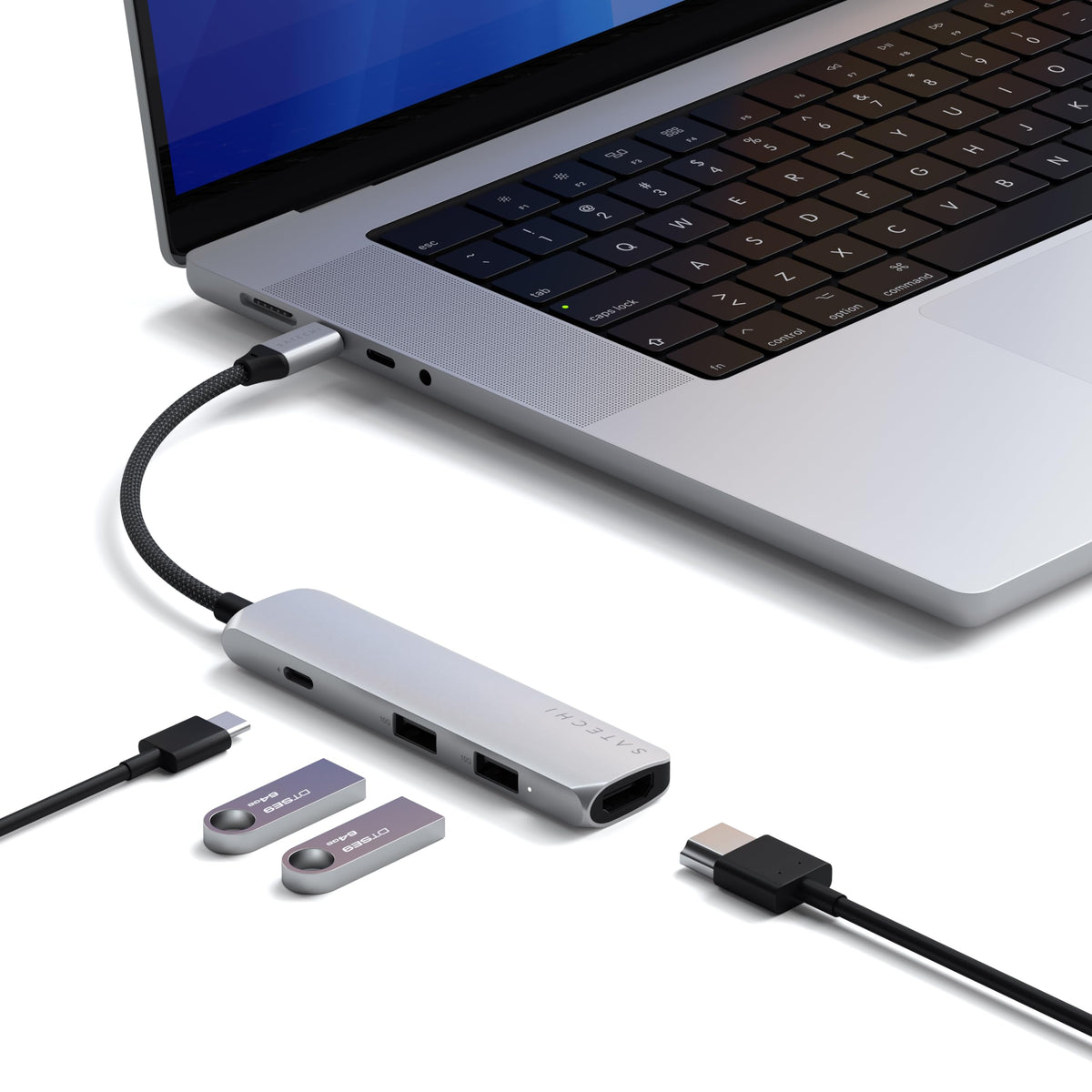 Satechi USB C Hub Multiport Adapter, USB C Docking Station with 4K HDMI, 60W USB C PD Charging, 2 USB-A, for MacBook Pro/Air M1 M2 M3, Dell, HP, Surface, Lenovo - Space Gray