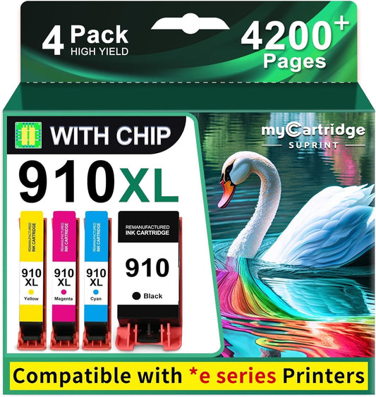 910XL Ink Cartridges for HP Printers Replacement for HP 910 Ink HP 910XL Ink Cartridges Combo Pack for HP 910 Work with OfficeJet Pro 8015e 8025e 8020e 8015 8020 8028e 8035e 8010e Printer(4 Pack)
