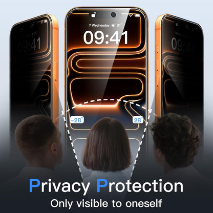 JETech Privacy Screen Protector for iPhone 15 6.1-Inch, Anti-Spy Tempered Glass Film with Easy Installation Tool, 2-Pack