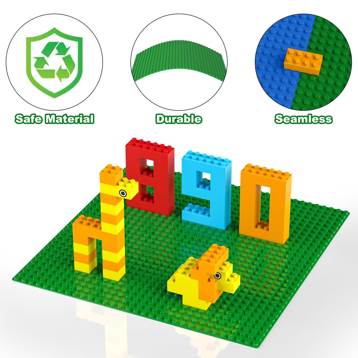Pokiiulk Classic Gray Baseplates, 32x32 Studs Square Base Plates for Play or Display Bricks Creations, Compatible with Classic Legos, 10" x 10", Pack of 2, Perfect for City Streets, Castle, Mountains