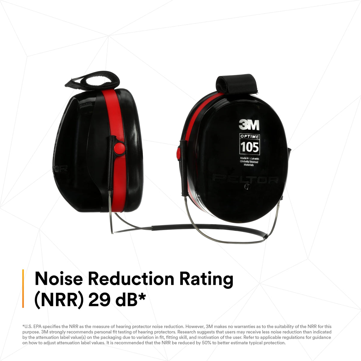 3M H10A Peltor Optime 105 Over the Head Earmuff, Ear Protectors, Hearing Protection, NRR 30 dB