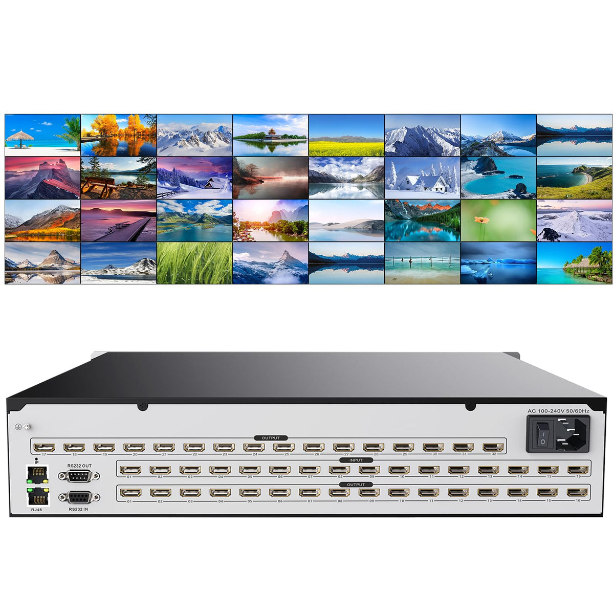 ICUIXIAN 16x16 HDMI Matrix Switch 4K@30Hz with Web GUI+LAN Port+Rs232 Control, Rack Mount HDMI Matrix 16x16 Support EDID, HDCP, Backlit Button, LED Screen Display (16 hdmi switcher 1x16 Splitter)