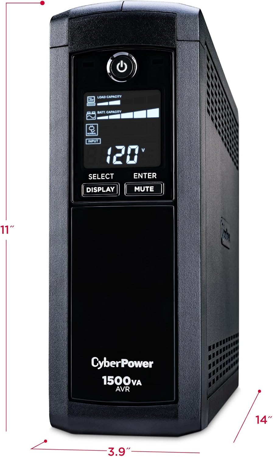 CyberPower CP1500AVRLCD Intelligent LCD UPS Battery Backup and Surge Protector, 1500VA/900W, 12 Outlets, AVR, Mini-Tower, UL Certified