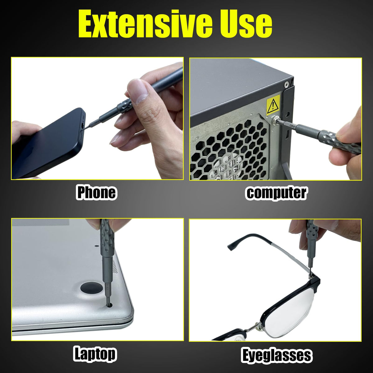 Kaisi Screwdriver Set 12-in-1 Portable Multi Bit Screwdriver All in One Screw Driver with Phillips,Flat Head,Torx Security,Hex and 1/4 Nut Driver for Outdoor and Daily Repair Tools