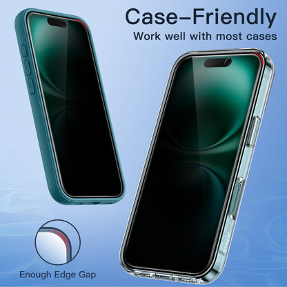 JETech Privacy Screen Protector for iPhone 15 6.1-Inch, Anti-Spy Tempered Glass Film with Easy Installation Tool, 2-Pack