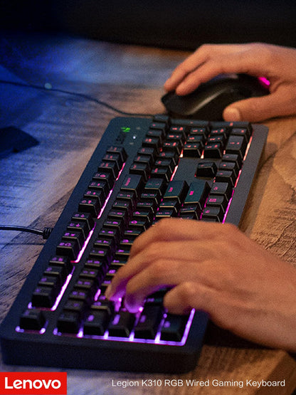Lenovo GY40T26478 Legion K500 RGB Mechanical Gaming Keyboard, 3 ZONE Full-size Keyboard, 7 user Programmable Hot Keys; 16.8 Million Colors, 50 Million-Click Red Mechanical Keys, Detachable Palm Rest