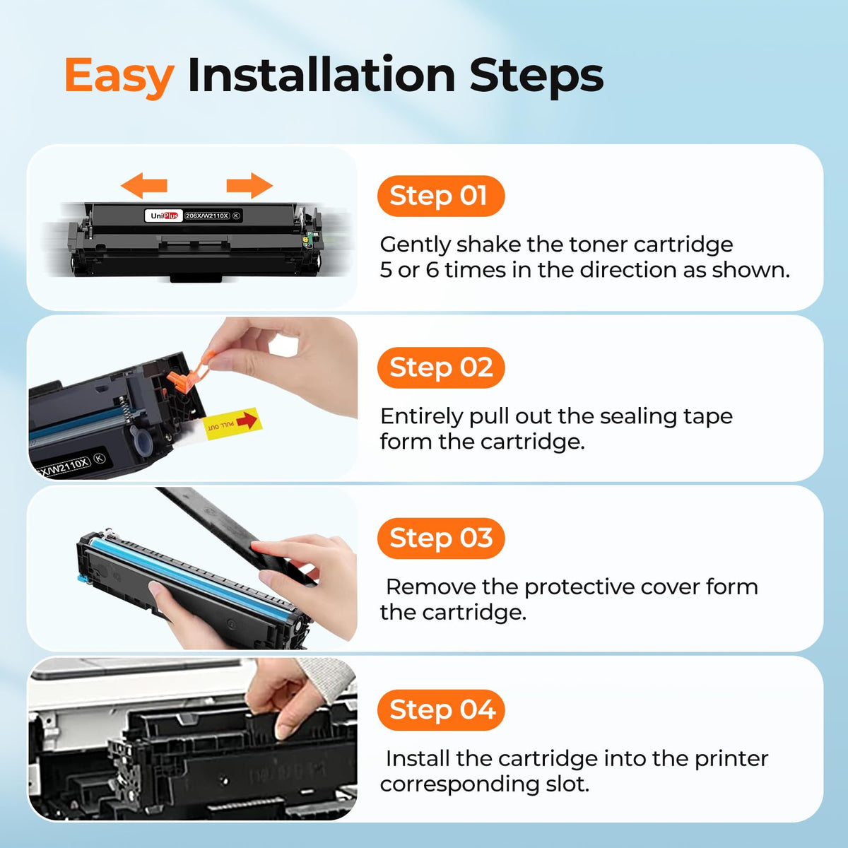 206A Toner Cartridges with Chip Compatible for HP 206A 206X W2110A W2110X for Color LaserJet Pro MFP M283fdw M283cdw M283fdn M282nw Pro M255dw M255nw M283 M255 Printer High Yield 4 Pack