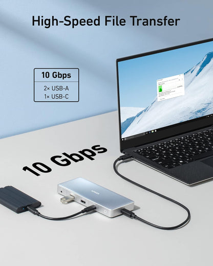 Anker 575 USB-C Hub (12-in-1, Dual HDMI, DP), Triple Display Docking Station, 10 Gbps Data Ports, 4K HDMI and DisplayPort, Max 100W Pd-in, Ethernet, for Dell, Thinkpad Laptop and More