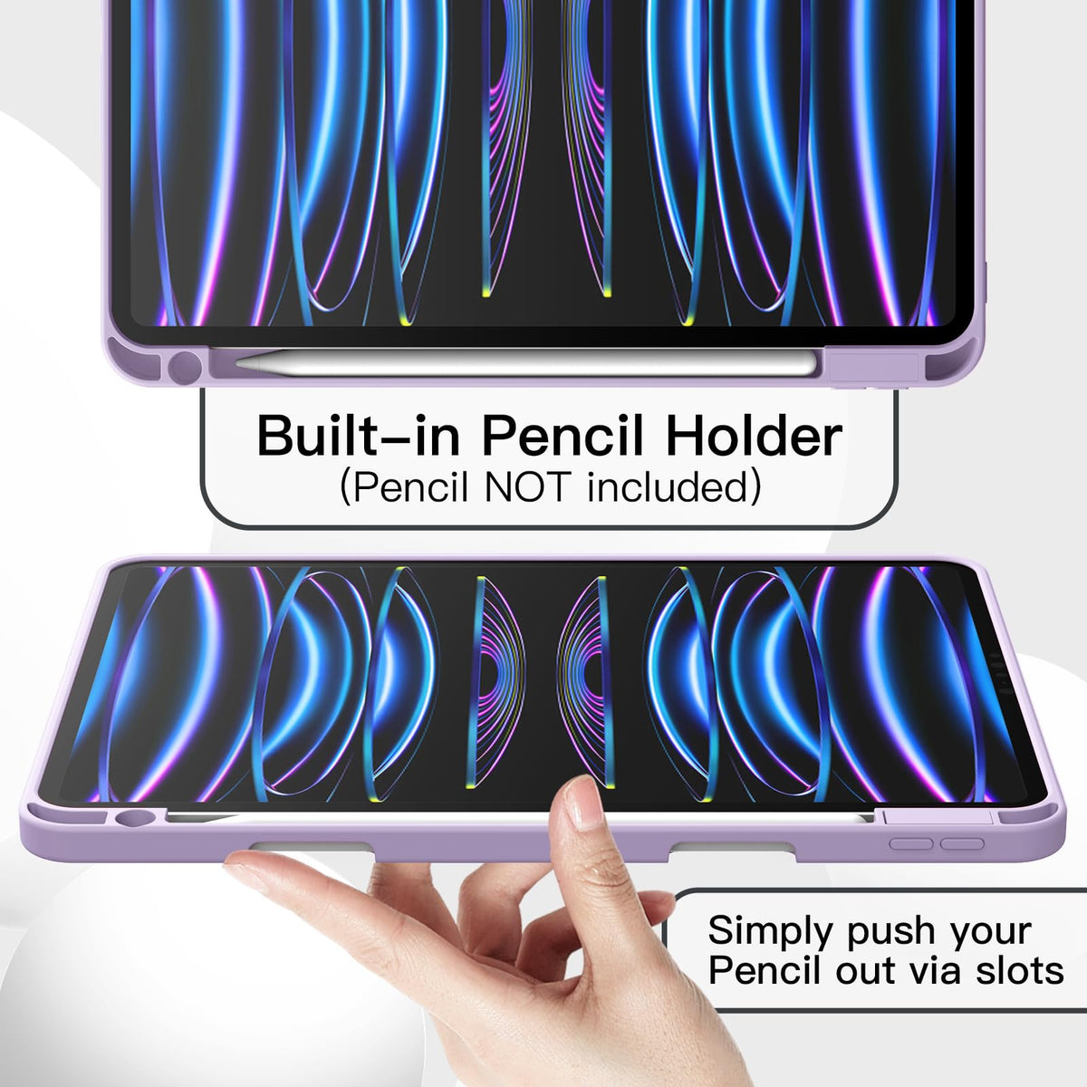 JETech Case for iPad Pro 11 Inch 2022/2021/2020 Model (4th/3rd/2nd Generation), with Pencil Holder, Support 2nd Pencil Charging, Slim Tablet Cover with Soft TPU Back, Auto Wake/Sleep (Black)
