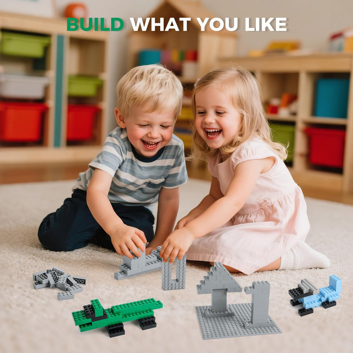 HUIZDQ 1500 Pieces Building Bricks, Classic Bulk Small Blocks, Classic Bricks Set Basic Building Blocks Compatible with All Major Brands