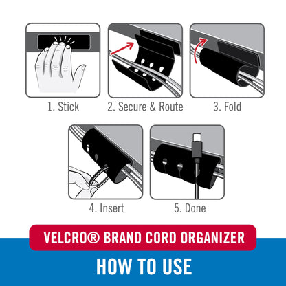 VELCRO Brand ONE-WRAP Cable Ties, 100Pk, 8 x 1/2" Black Cord Organization Straps, Thin Pre-Cut Design, Wire Management for Organizing Home, Office and Data Centers