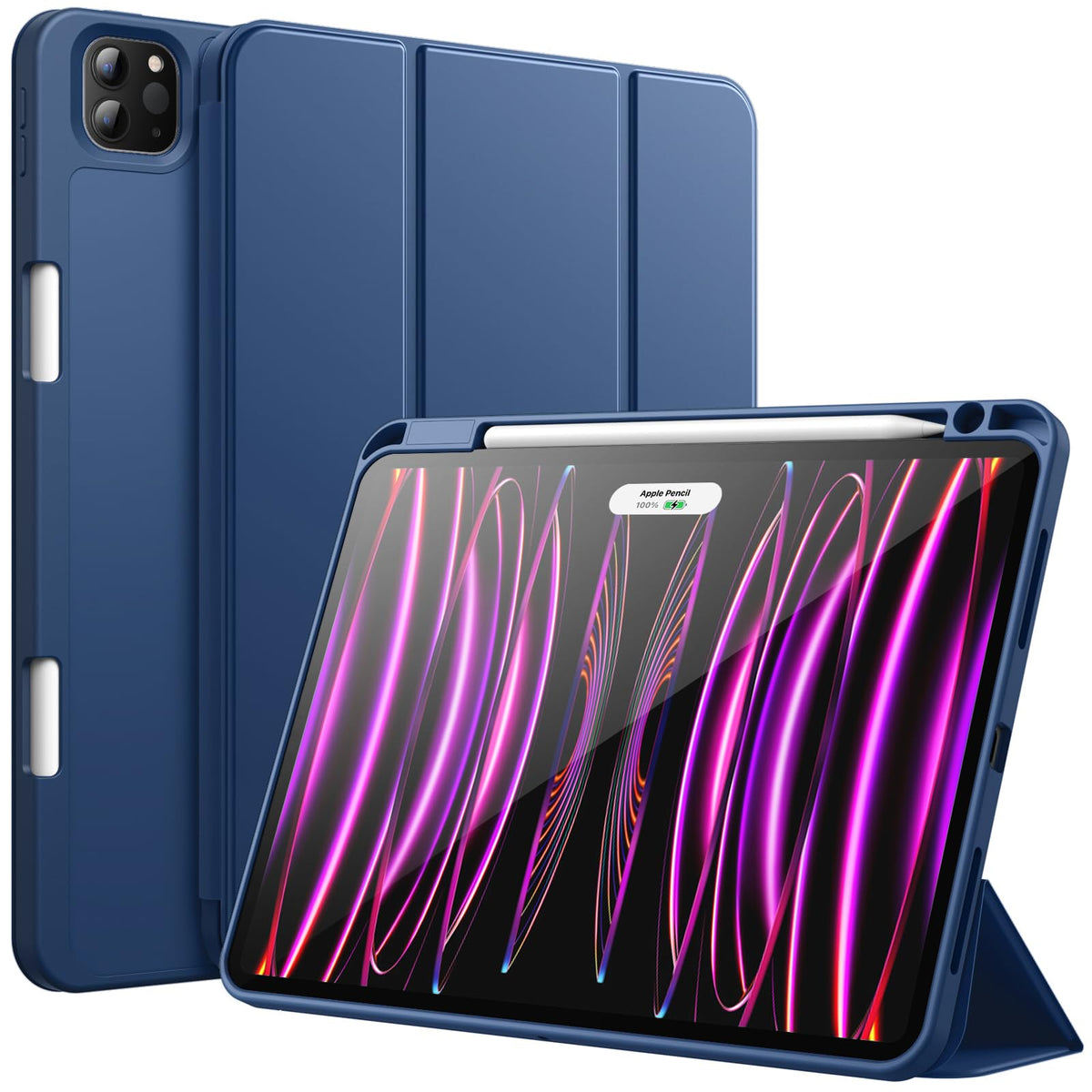 JETech Case for iPad Pro 11 Inch 2022/2021/2020 Model (4th/3rd/2nd Generation), with Pencil Holder, Support 2nd Pencil Charging, Slim Tablet Cover with Soft TPU Back, Auto Wake/Sleep (Black)
