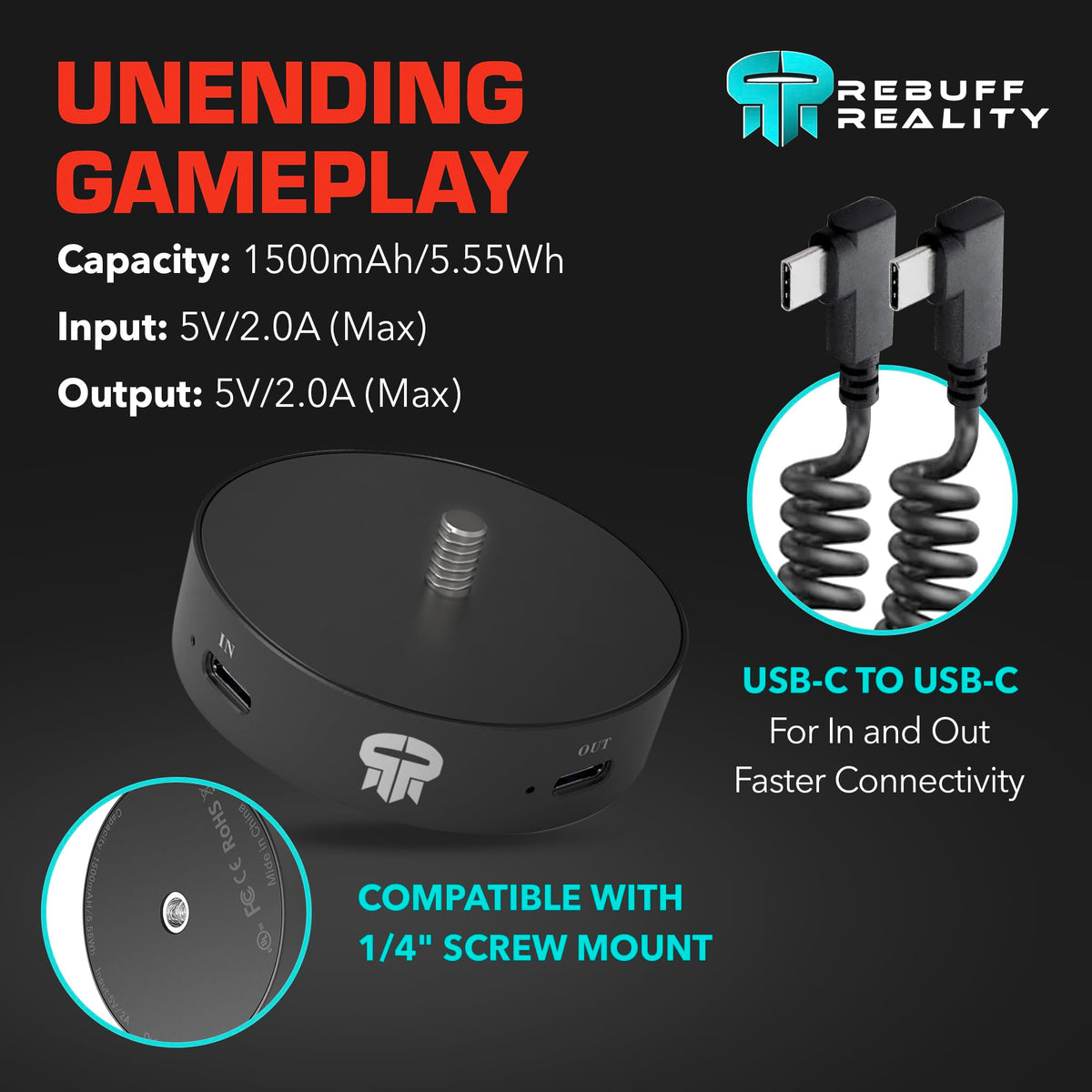Rebuff Reality Trackstraps for Vive Tracker - Adjustable VR Full Body Tracking Straps, VR Chat Motion Capture, Compatible with Vive Tracker 3.0 2.0 Ultimate, Tundra, (Tracker Sold Separately) Black