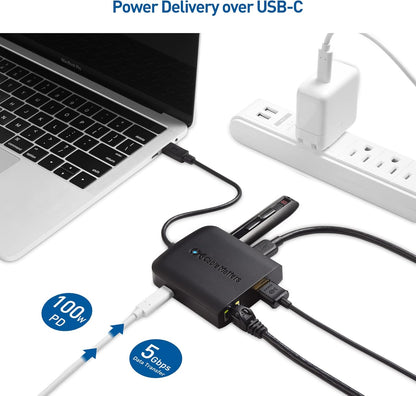 Cable Matters USB C Hub with HDMI 4K@60Hz, 100W Charging, Gigabit Ethernet, and 3X USB in Black - USBC and Thunderbolt 4 / USB4 / Thunderbolt 3 Port Compatible with Surface Pro, MacBook Pro, Dell XPS