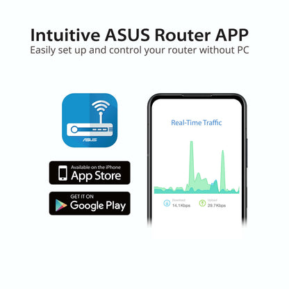 ASUS AX3000 WiFi 6 Router (RT-AX57) - Dual Band Gigabit Wireless Internet Router, Gaming & Streaming, AiMesh Compatible, Included Lifetime Internet Security, Parental Control, MU-MIMO, OFDMA