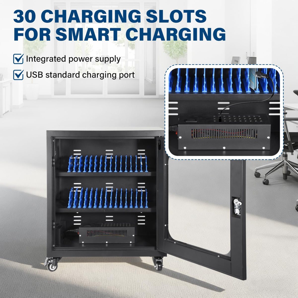 30 Device Mobiles Phone Charging Cart, Mobiles Charging Cabinet for Cell Phone, Rechargeable Cellphone Locker Storage Chargings Station, for Phones/Mini Tablets, School and Enterprise