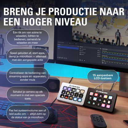 Elgato Stream Deck MK.2 – Studio Controller, 15 macro keys, trigger actions in apps and software like OBS, Twitch, YouTube and more, USB, works with Mac and PC