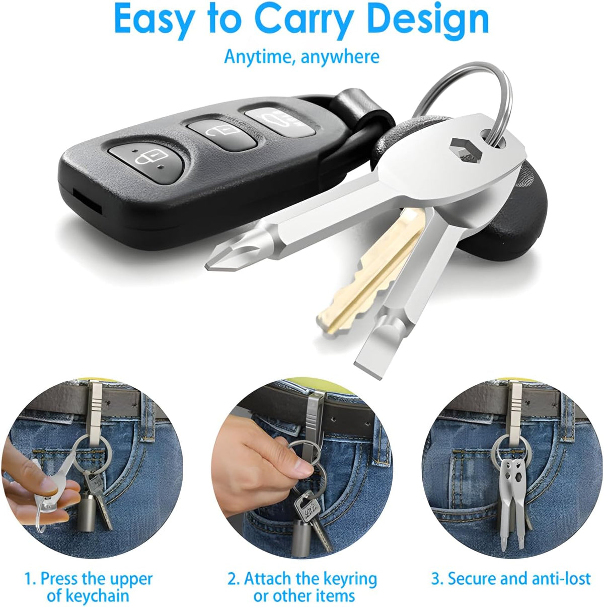 Gifts for men, Father's Day gifts 4-in-1 Pocket Screwdriver Keychain Tools, Mens for Dad Husband Boyfriends Cool Gadgets (Upgraded Style - White)