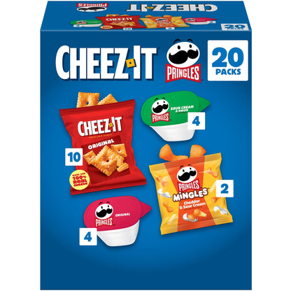 Kellogg's Cheez-It, Pringles & Rice Krispies Treats Snacks Mega Variety Pack, 30.1oz Box (30 Count)