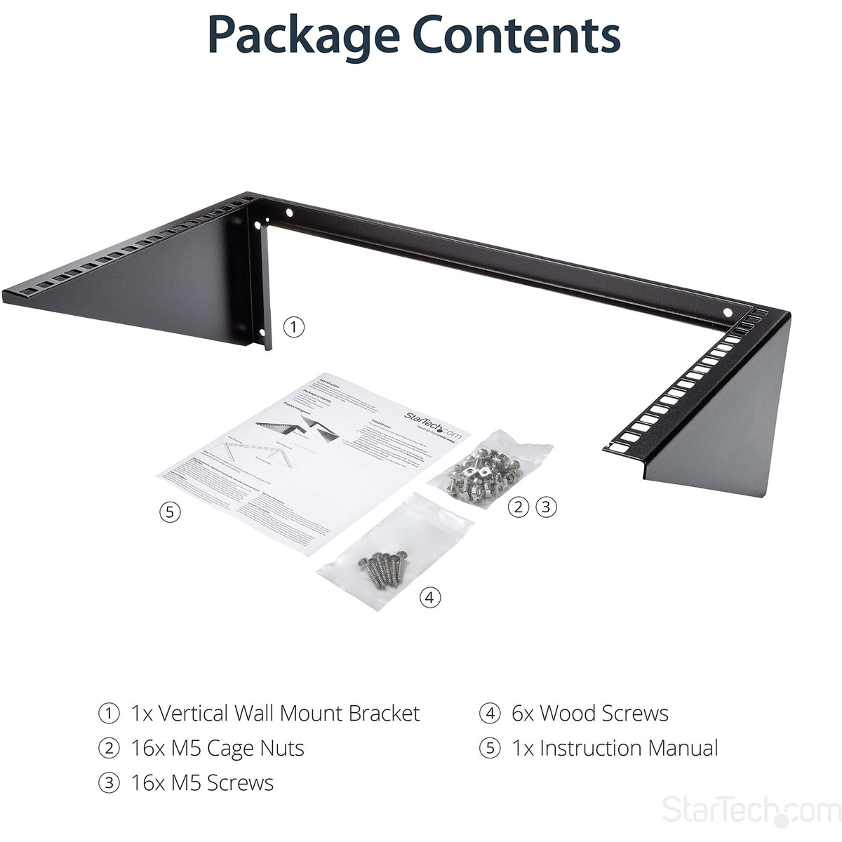 StarTech.com 2U Vertical Wall Mount Patch Panel Bracket - Steel Rack Mount Bracket w/Hardware for 19" Network, Server and Data Equipment , TAA (RK219WALLV)