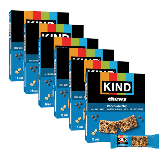 KIND Chewy Granola Bars, Chocolate Chip, Gluten Free, Low Calorie, Healthy Snacks, 10 Count