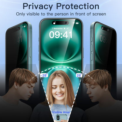 JETech Privacy Screen Protector for iPhone 15 6.1-Inch, Anti-Spy Tempered Glass Film with Easy Installation Tool, 2-Pack