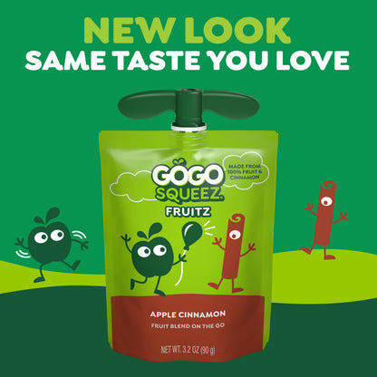 GoGo squeeZ Applesauce and Fruit Puree, Apple Banana, 3.2 oz (Pack of 48), Unsweetened Fruit Snacks for Kids, Gluten Free, Nut Free and Dairy Free, BPA Free Pouches (Packaging May Vary)