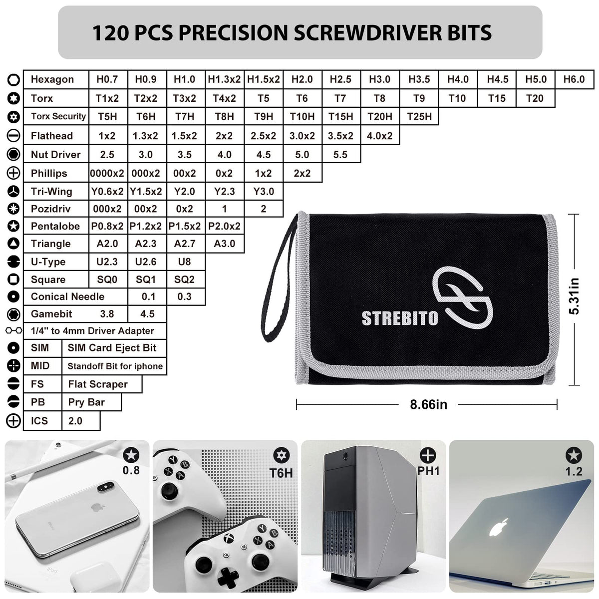 STREBITO Electronics Precision Screwdriver Sets 142-Piece with 120 Bits Magnetic Repair Tool Kit for iPhone, MacBook, Computer, Laptop, PC, Tablet, PS4, Xbox, Nintendo, Game Console
