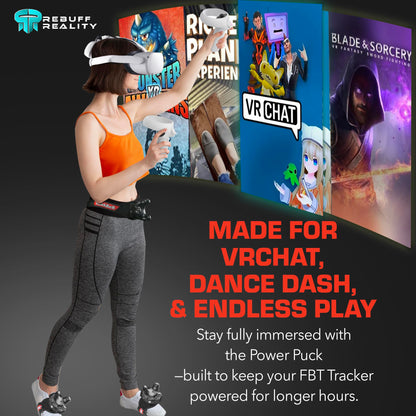 Rebuff Reality Trackstraps for Vive Tracker - Adjustable VR Full Body Tracking Straps, VR Chat Motion Capture, Compatible with Vive Tracker 3.0 2.0 Ultimate, Tundra, (Tracker Sold Separately) Black