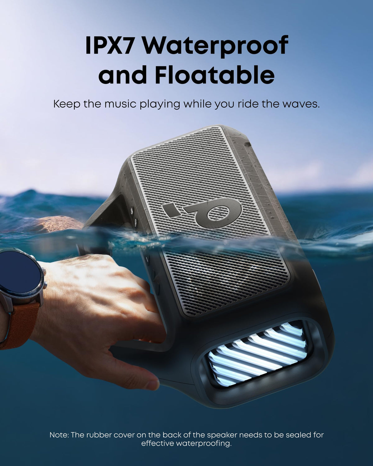 Soundcore Boom 2 By Anker, Outdoor Speaker, 80W, Subwoofer, BassUp 2.0, 24H Playtime, IPX7 Waterproof, Floatable, RGB Lights, USB-C, Custom EQ, Portable for Camping and Beach - Black
