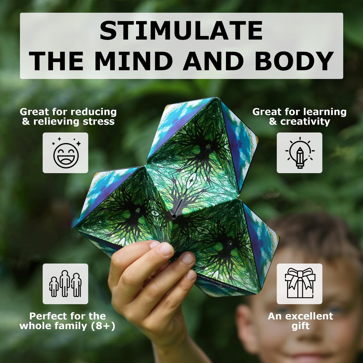 Shashibo Shape Shifting Box - Award-Winning STEM Fidget Toy with Ultra Strong Magnets - Puzzle Cube Transforms Into 100+ Shapes, Perfect Sensory Gift for Kids, Teens, and Adults (Spaced Out)