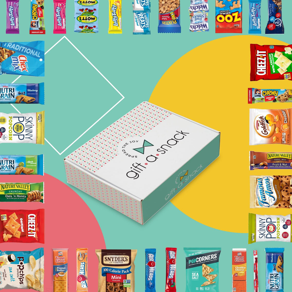 Gift A Snack - Fathers Day Treats Snack Box Variety Pack Care Package + Greeting Card (40 Count) Birthday Sweet Treats Gift Basket, Candies Chips Crackers Bars Office Food Assortments & Variety Gifts