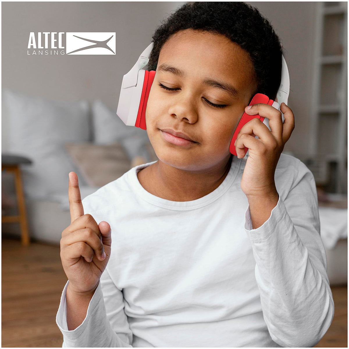 Altec Lansing Kid Safe Noise Cancelling Wireless Headphones 15H Battery, 85dB Volume Limit, Foldable Design Powerful Sound, Active Noise Cancellation Perfect for Kids Ages 7+ (Whiteout Pop Pink)