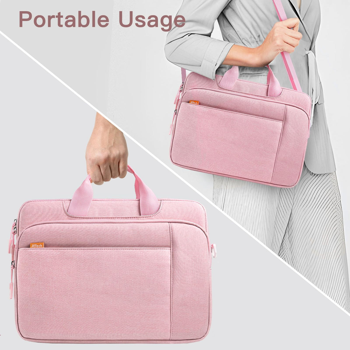 JETech 15 15.6 16 Inch Laptop Bag Case, Waterproof Computer Sleeve Cover Compatible with MacBook Air/Pro 15/16, Surface Book 3/2 15, Dell Inspiron 15.6, HP Pavilion 15.6 (Light Grey)