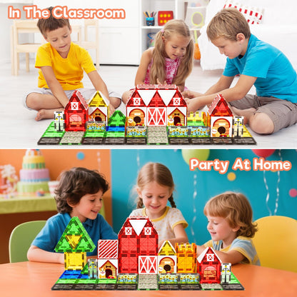 Magnetic Tiles Toddler Building Blocks Toys, Magnet Montessori Kids Toys for 3+ Year Old Boys and Girls, Preschool Learning Sensory STEM Education Gift Games, Birthday Gifts Idea for Kids Toddlers.