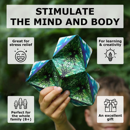 Shashibo Shape Shifting Box - Award-Winning STEM Fidget Toy with Ultra Strong Magnets - Puzzle Cube Transforms Into 100+ Shapes, Perfect Sensory Gift for Kids, Teens, and Adults (Spaced Out)