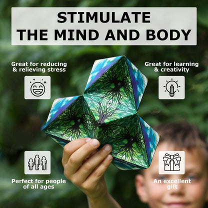 Shashibo Shape Shifting Box - Award-Winning STEM Fidget Toy with Ultra Strong Magnets - Puzzle Cube Transforms Into 100+ Shapes, Perfect Sensory Gift for Kids, Teens, and Adults (Spaced Out)