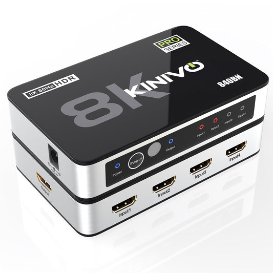 Kinivo HDMI Switch 5 in 1 Out 4K 60Hz (HDR 10, High Speed 18Gbps, IR Remote, HDCP2.2, Dolby Vision, VRR) - 550BN Switcher Compatible with Roku, PS5, Xbox, Apple TV, Nintendo Switch 2, Cable Box