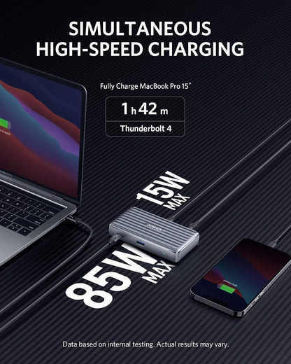 Anker Docking Station, 5-Port Dual Display, 85W Max Charging for Laptop, Single 8K@30Hz or Dual 4K@60Hz Display, for macOS and Windows