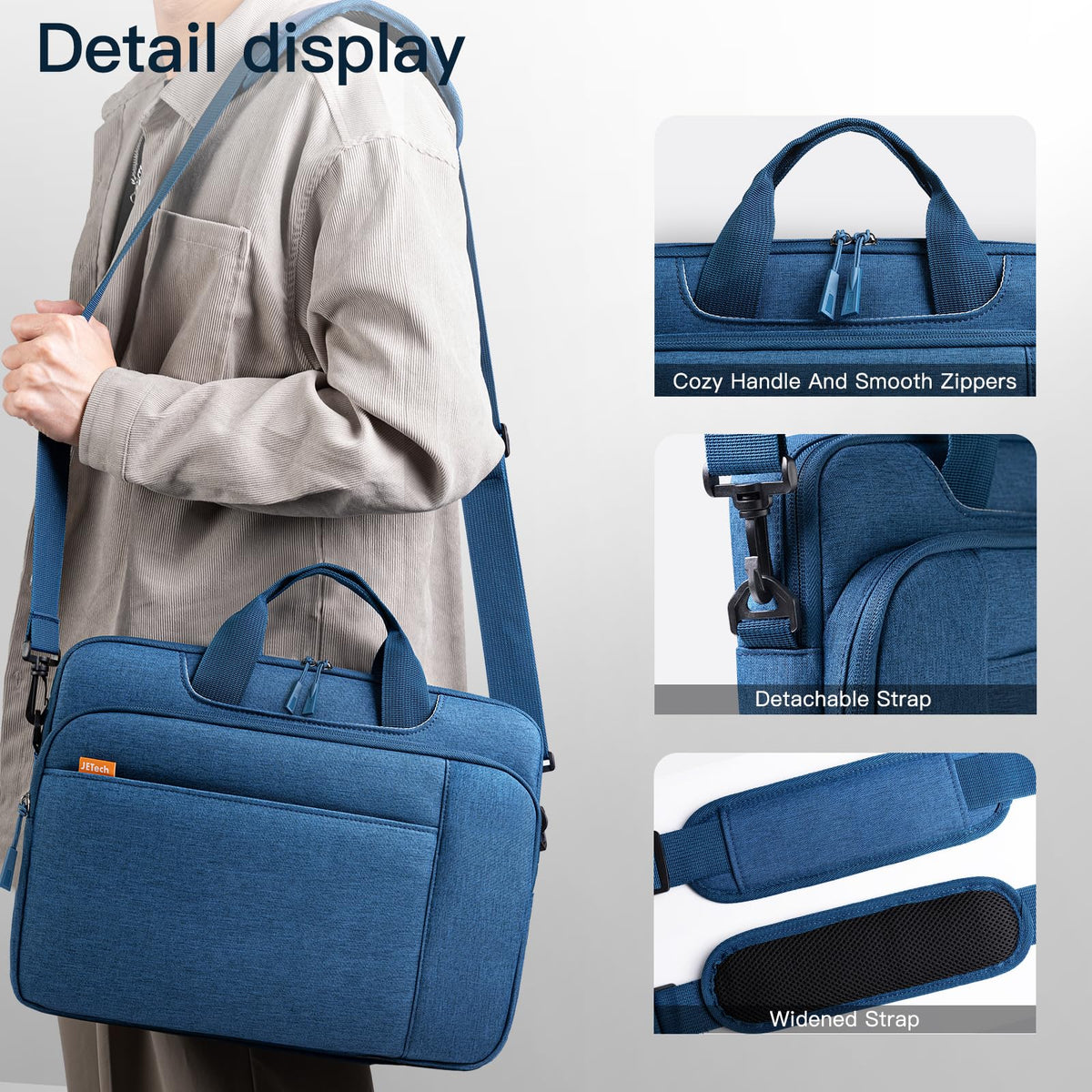 JETech 15 15.6 16 Inch Laptop Bag Case, Waterproof Computer Sleeve Cover Compatible with MacBook Air/Pro 15/16, Surface Book 3/2 15, Dell Inspiron 15.6, HP Pavilion 15.6 (Light Grey)