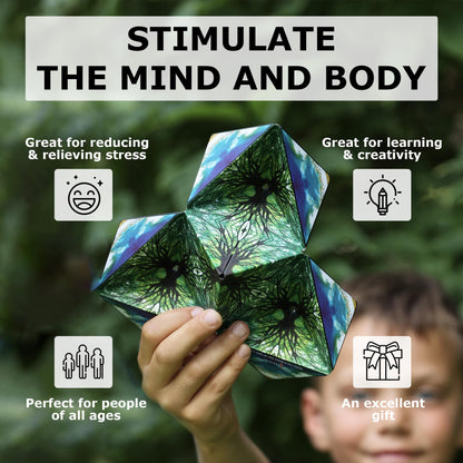 Shashibo Shape Shifting Box - Award-Winning STEM Fidget Toy with Ultra Strong Magnets - Puzzle Cube Transforms Into 100+ Shapes, Perfect Sensory Gift for Kids, Teens, and Adults (Spaced Out)