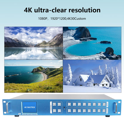 ICUIXIAN 16x16 HDMI Matrix Switch 4K@30Hz with Web GUI+LAN Port+Rs232 Control, Rack Mount HDMI Matrix 16x16 Support EDID, HDCP, Backlit Button, LED Screen Display (16 hdmi switcher 1x16 Splitter)
