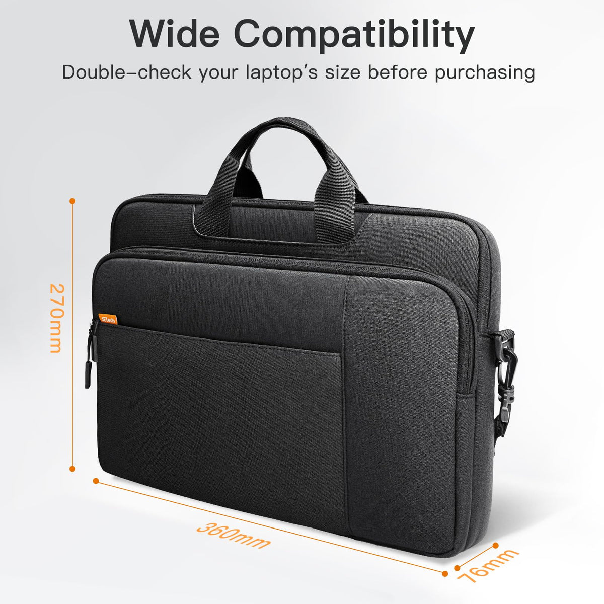 JETech 15 15.6 16 Inch Laptop Bag Case, Waterproof Computer Sleeve Cover Compatible with MacBook Air/Pro 15/16, Surface Book 3/2 15, Dell Inspiron 15.6, HP Pavilion 15.6 (Light Grey)