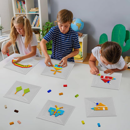 Pokiiulk Classic Gray Baseplates, 32x32 Studs Square Base Plates for Play or Display Bricks Creations, Compatible with Classic Legos, 10" x 10", Pack of 2, Perfect for City Streets, Castle, Mountains