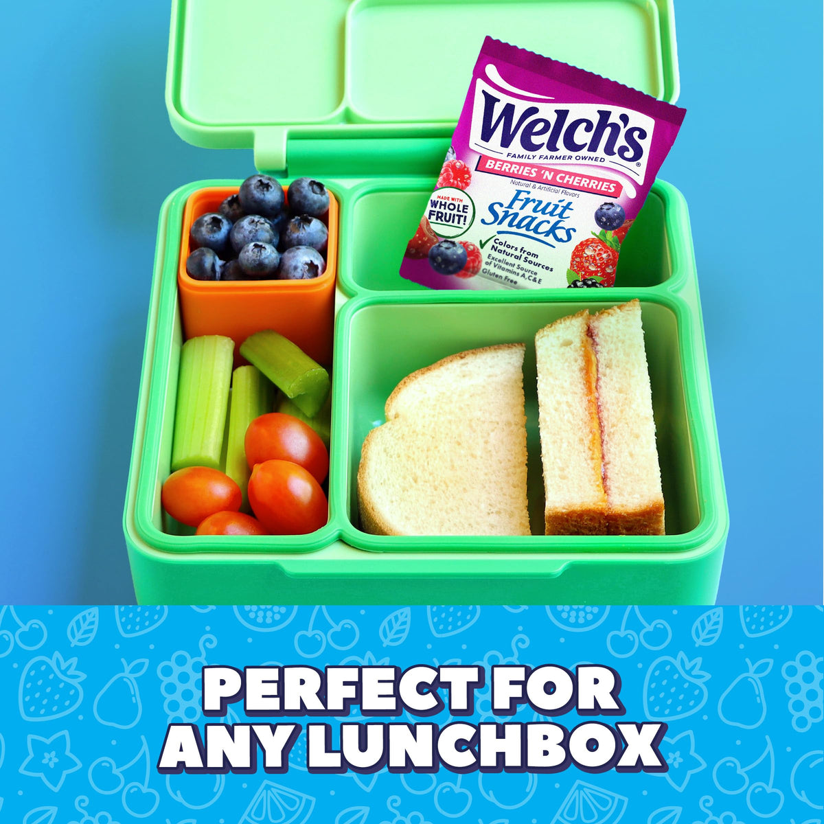 Welch's Fruit Snacks, Mixed Fruit & Berries 'N Cherries Snack Box, Gluten Free, 0.8oz Snack Packs (Pack of 60)