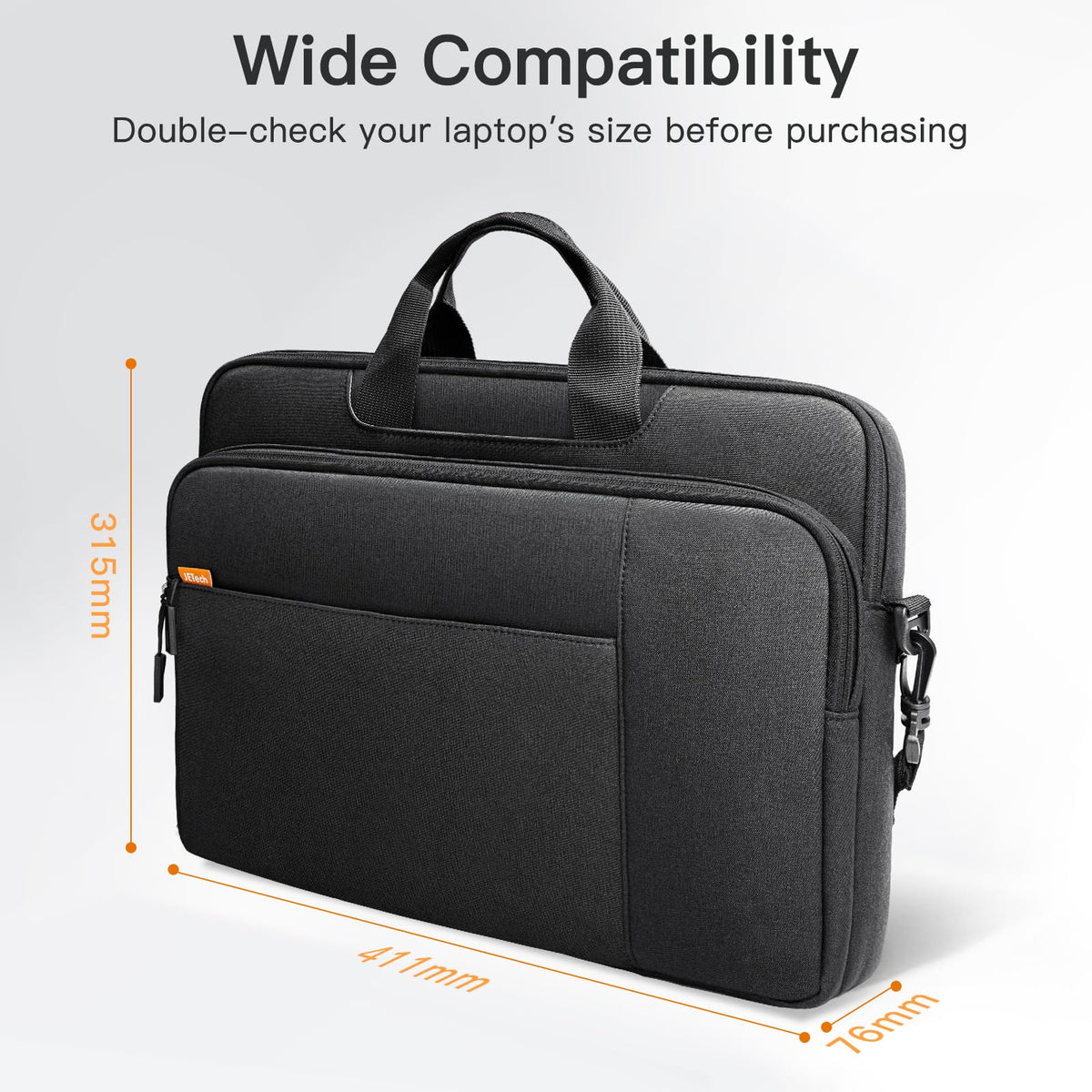 JETech 15 15.6 16 Inch Laptop Bag Case, Waterproof Computer Sleeve Cover Compatible with MacBook Air/Pro 15/16, Surface Book 3/2 15, Dell Inspiron 15.6, HP Pavilion 15.6 (Light Grey)