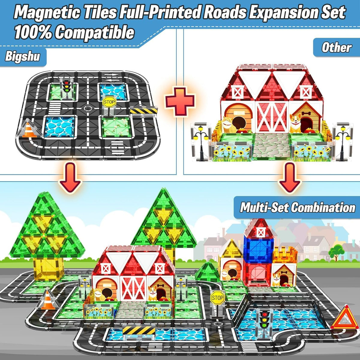 Magnetic Tiles Toddler Building Blocks Toys, Magnet Montessori Kids Toys for 3+ Year Old Boys and Girls, Preschool Learning Sensory STEM Education Gift Games, Birthday Gifts Idea for Kids Toddlers.