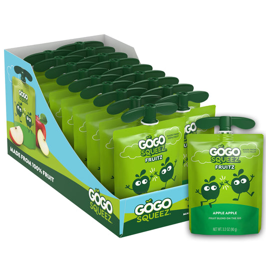 GoGo squeeZ No Sugar Added Applesauce and Fruit Puree, Apple Cinnamon, 3.2 oz Pouches (Pack of 18), Fruit Snacks for Kids, Gluten Free, Nut Free, Recloseable Cap, BPA Free